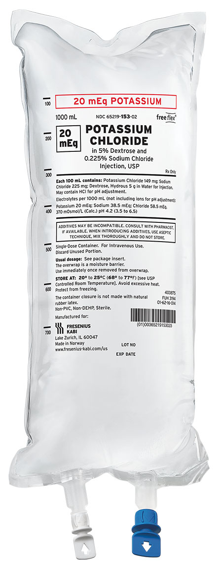 IV Solution Potassium Chloride Products - freeflex IV Bags